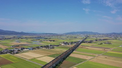 Steam locomotive running in the countryside