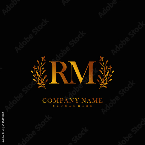 Initial Letter Rm Beauty Vector Handwriting Concept Logo Wall Mural Saturdaynight