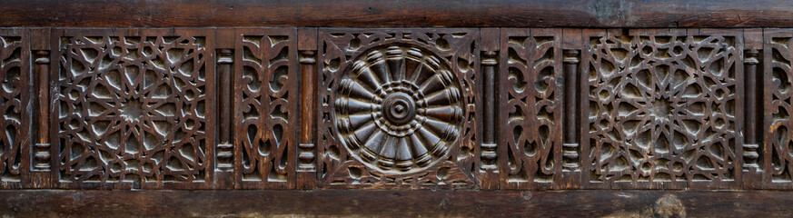Traditional interleaved wooden decorated arabesque unit, Old Cairo, Egypt