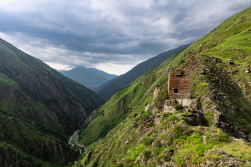 Mutso Castle, Georgia, Causacus. A fortress in the mountains.