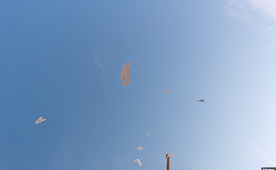 Flyting letters drop sky blue white books litterature