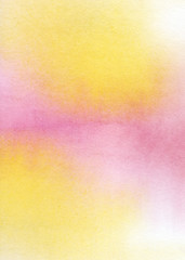 Abstract watercolor background. Tinted paper. a gradient from pale pink to yellow. Ombre pastel colors. soft color transition. Quality paper texture. Hand-drawn on paper illustration