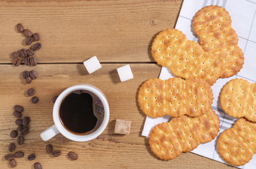 Crackers and coffee