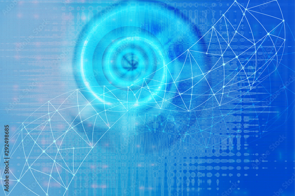 Poster businessman on blurred background using 5g network interface 3d rendering