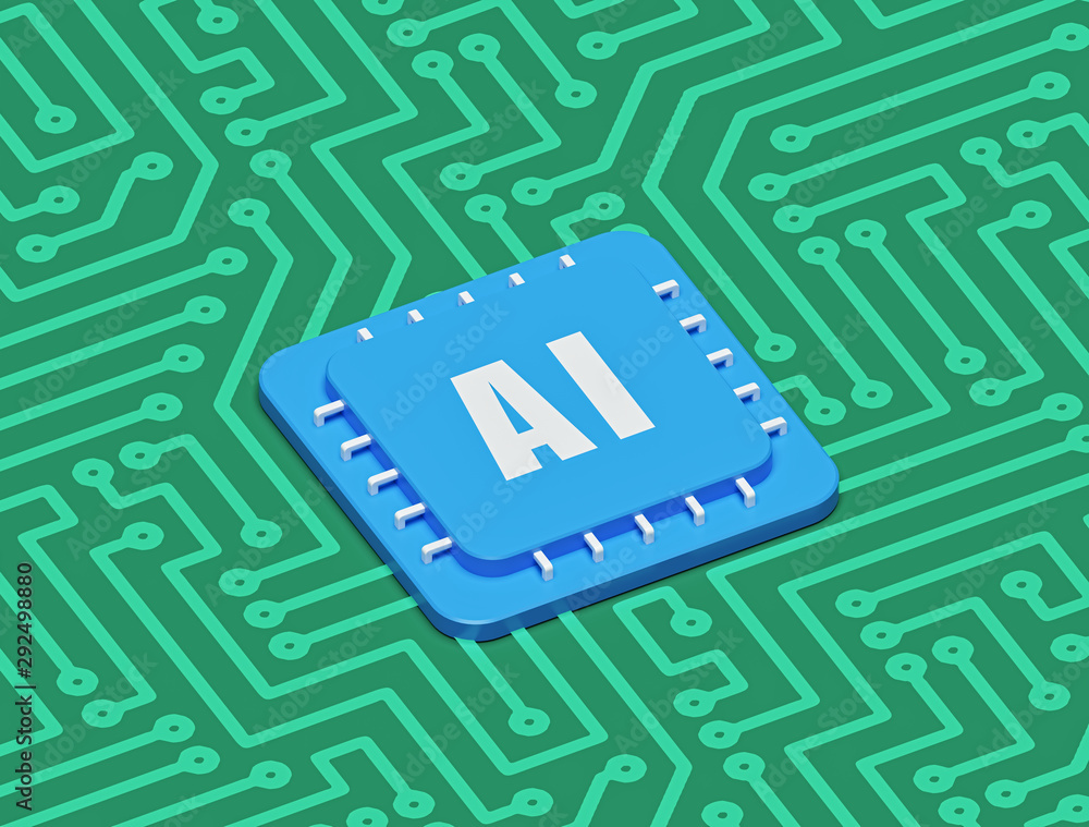 Aufkleber artificial intelligence electronic circuit. technology background. 3d rendering