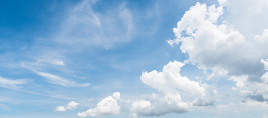 clear blue sky with white cloud background. Clearing day and Good weather in the morning.