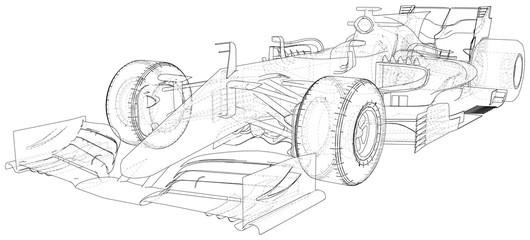 Race car. Wire-frame. EPS10 format. Vector created of 3d