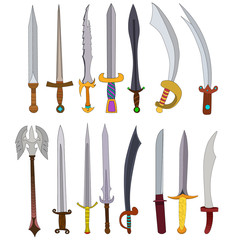 vector, isolated, on a white background, sword, saber, set