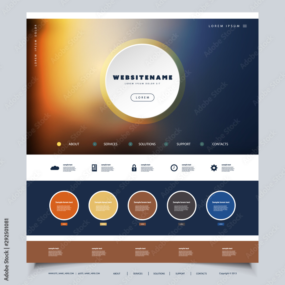 Poster colorful website template for your business with abstract header design