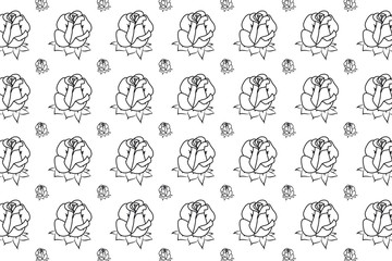 Black and white flower Rose pattern background, illustration, vector.
