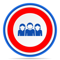 People round icon, red, blue and white french design illustration for web, internet and mobile applications