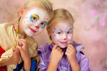 Smiling clown girls