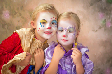 Two clown girls