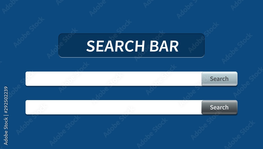 Poster Set of trendy search bar with falling shadow and volumetric button. Vector concept element for web design, app, software and interface design. Ready search bar for website.