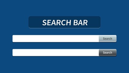Set of trendy search bar with falling shadow and volumetric button. Vector concept element for web design, app, software and interface design. Ready search bar for website.