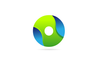 alphabet letter o blue green for company logo icon design