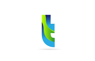 alphabet letter t blue green for company logo icon design