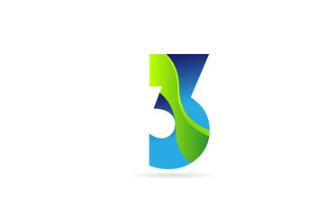 3 blue number green for company logo icon design