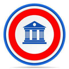 Museum round icon, red, blue and white french design illustration for web, internet and mobile applications