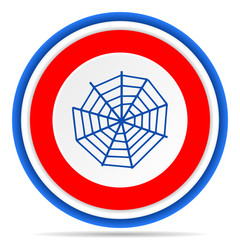 Spider web round icon, red, blue and white french design illustration for web, internet and mobile applications