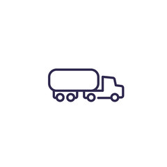 Fototapeta na wymiar Fuel tanker truck icon, line