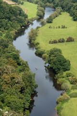 Stunning Summer landscape of view from Symonds Yat over River Wye in English and Welsh countryside