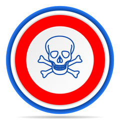 Skull round icon, red, blue and white french design illustration for web, internet and mobile applications