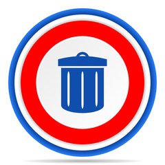 Recycle round icon, red, blue and white french design illustration for web, internet and mobile applications
