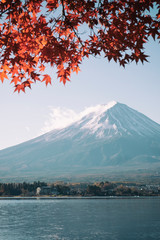 Fuji mountain and snowcap in Autumn, Japan.