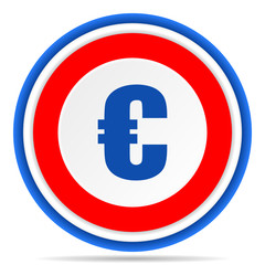 Euro round icon, red, blue and white french design illustration for web, internet and mobile applications