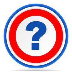 Question mark round icon, red, blue and white french design illustration for web, internet and mobile applications