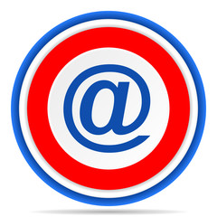Email round icon, red, blue and white french design illustration for web, internet and mobile applications