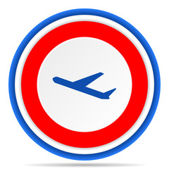 Obraz premium Departures round icon, red, blue and white french design illustration for web, internet and mobile applications