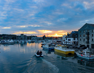 A Sunset in Weymouth harbour.