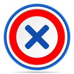 Cancel round icon, red, blue and white french design illustration for web, internet and mobile applications