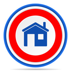 House round icon, red, blue and white french design illustration for web, internet and mobile applications