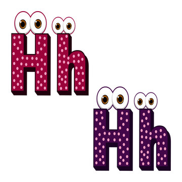 Letter H Character Capital and Small - Cartoon Vector Image