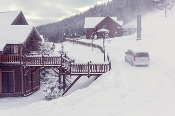 winter city in the mountains