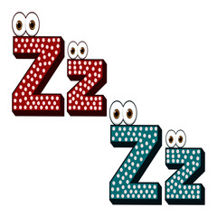 Z Letter Character Capital and Small - Cartoon Vector Image