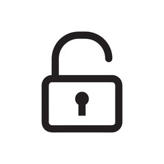 Unlock vector icon, lock symbol. Simple, flat design for web or mobile app