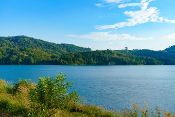 Green mountain in the dam area