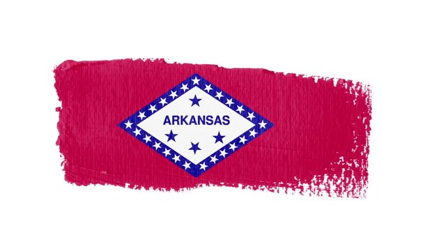Arkansas flag painted with a brush stroke