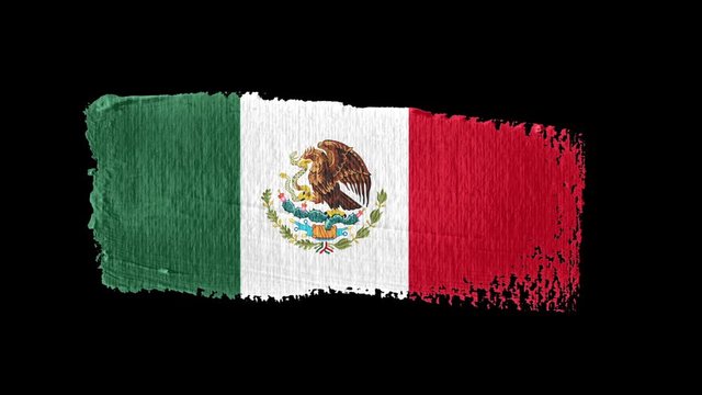 Mexico flag painted with a brush stroke