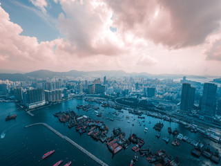 Fototapeta premium Hong Kong City in aerial view