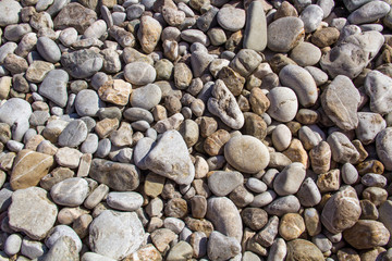 A small gravel on pebble beach in Montenegro