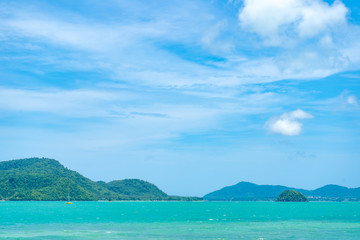 Island in the sea and blue sky
