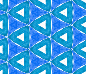 Blue blue retro seamless pattern. Hand drawn water
