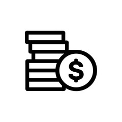 Coins vector icon, money symbol. Simple, flat design for web or mobile app