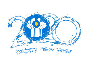 Happy New 2020 Year with flag of CIS.