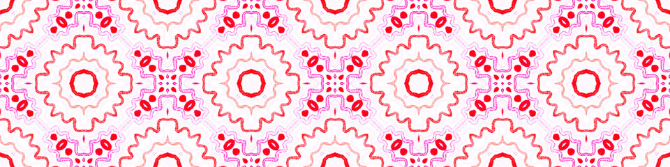 Pink red Seamless Border Scroll. Geometric Waterco
